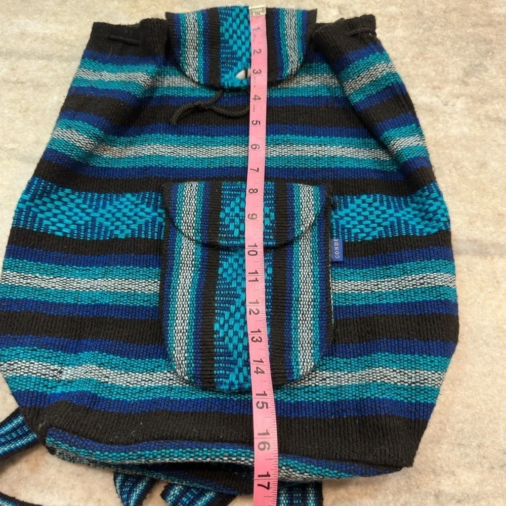 Striped Blue and Black Backpack